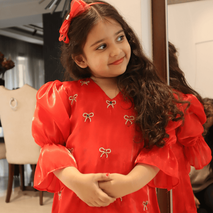 Luxury Christmas red tunic for girls in Delhi 