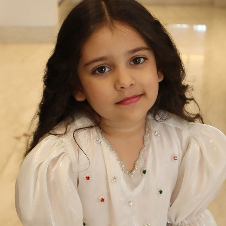 Luxury Christmas white tunic for girls Gurgaon