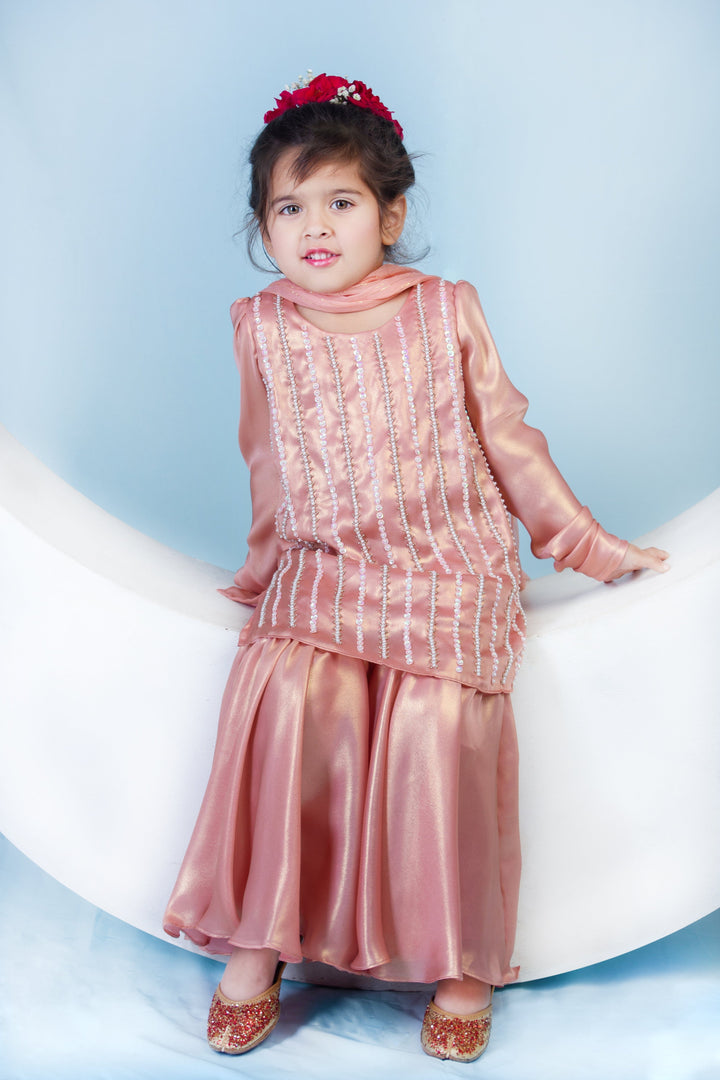 Luxury scarlet sharara outfit kidswear traditional wedding Saudi Arabia