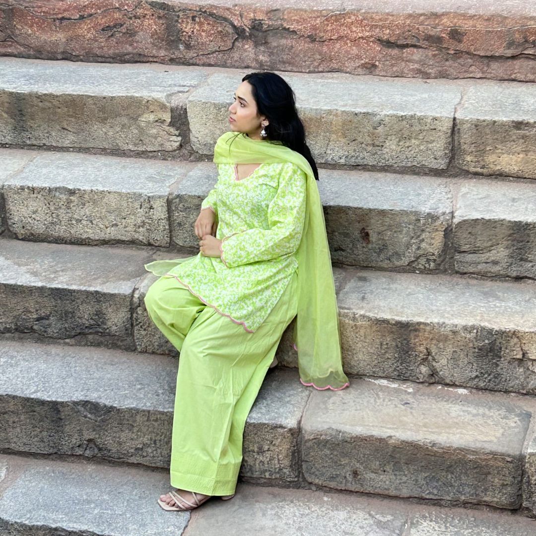 Luxury green ethnic farshi salwar for Hyderabad sangeet