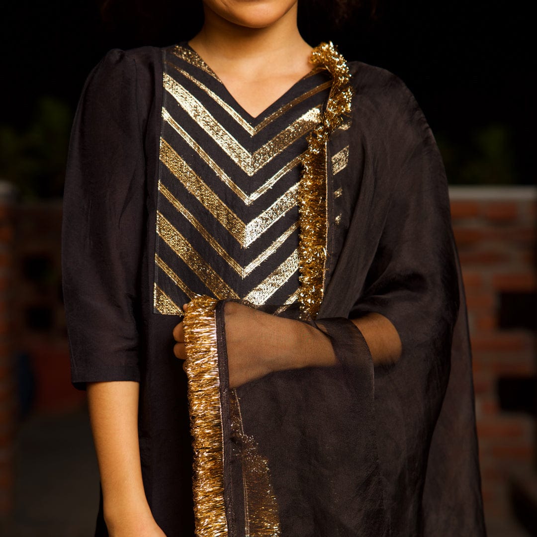 Luxury handcrafted black salwar dress for girls wedding celebrations Dubai Singapore