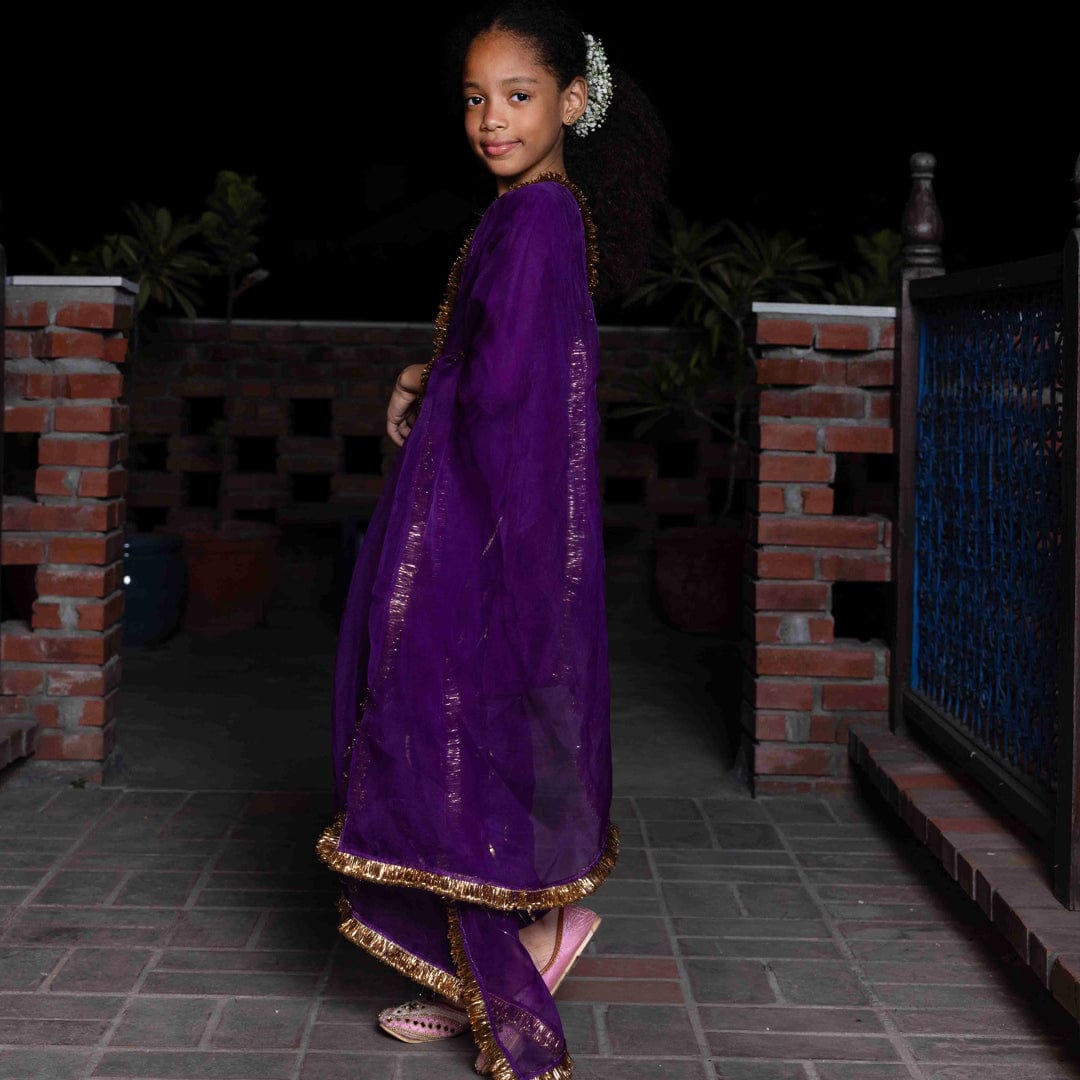 Luxury handcrafted purple salwar dress for girls wedding celebrations Dubai Singapore