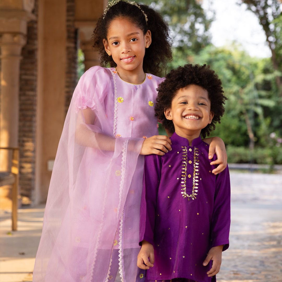 Luxury kids lilac suit salwar festive ethnic outfit Saudi Arabia Dubai