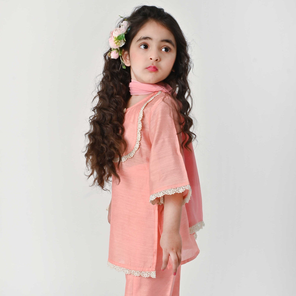 Luxury kids peach suit salwar handcrafted wedding wear Gurgaon Dubai