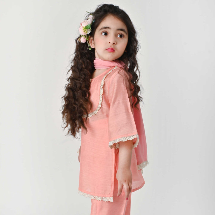 Luxury kids peach suit salwar handcrafted wedding wear Gurgaon Dubai
