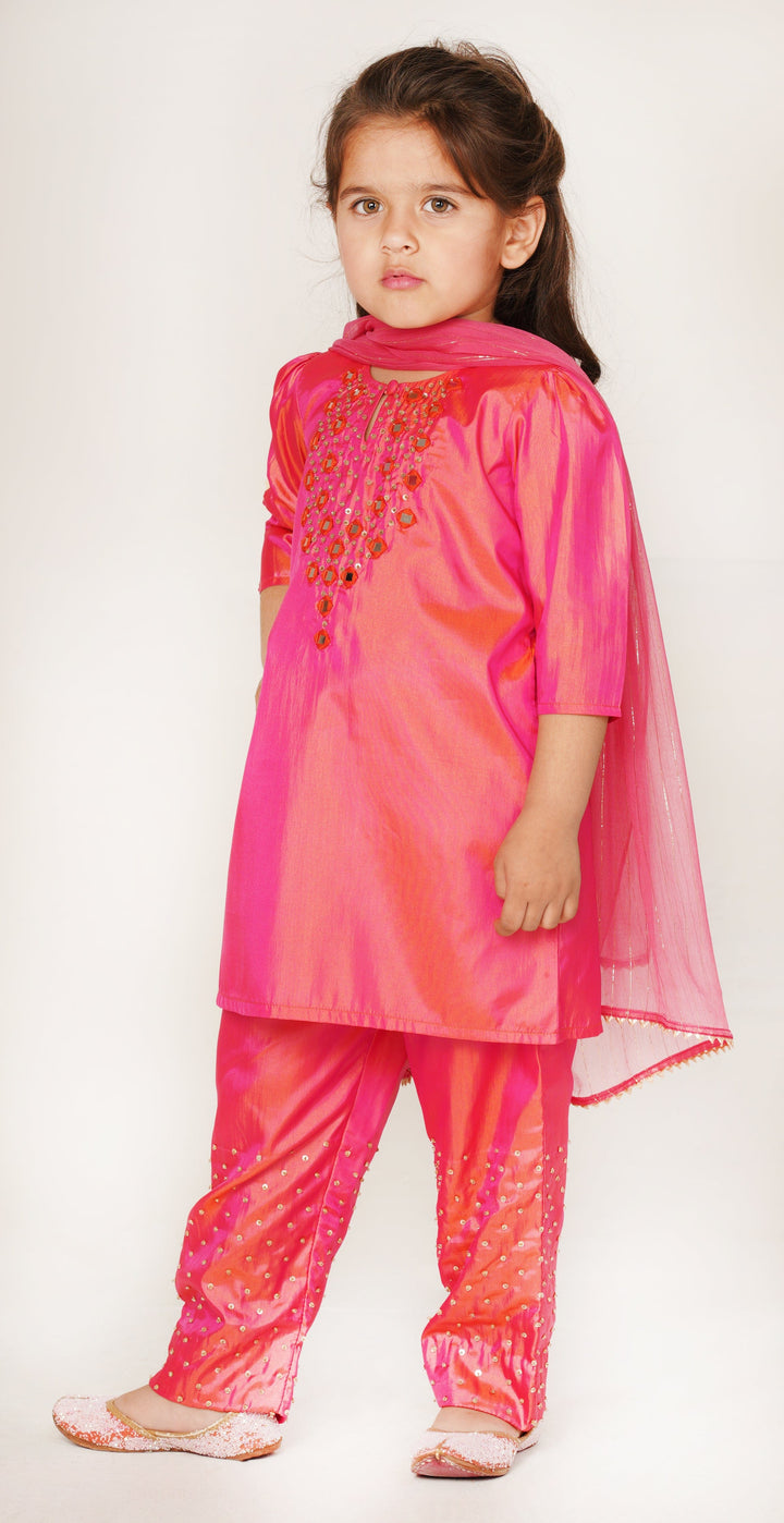 Luxury kidswear pink embroidered salwar set for girls for Eid festival in UAE