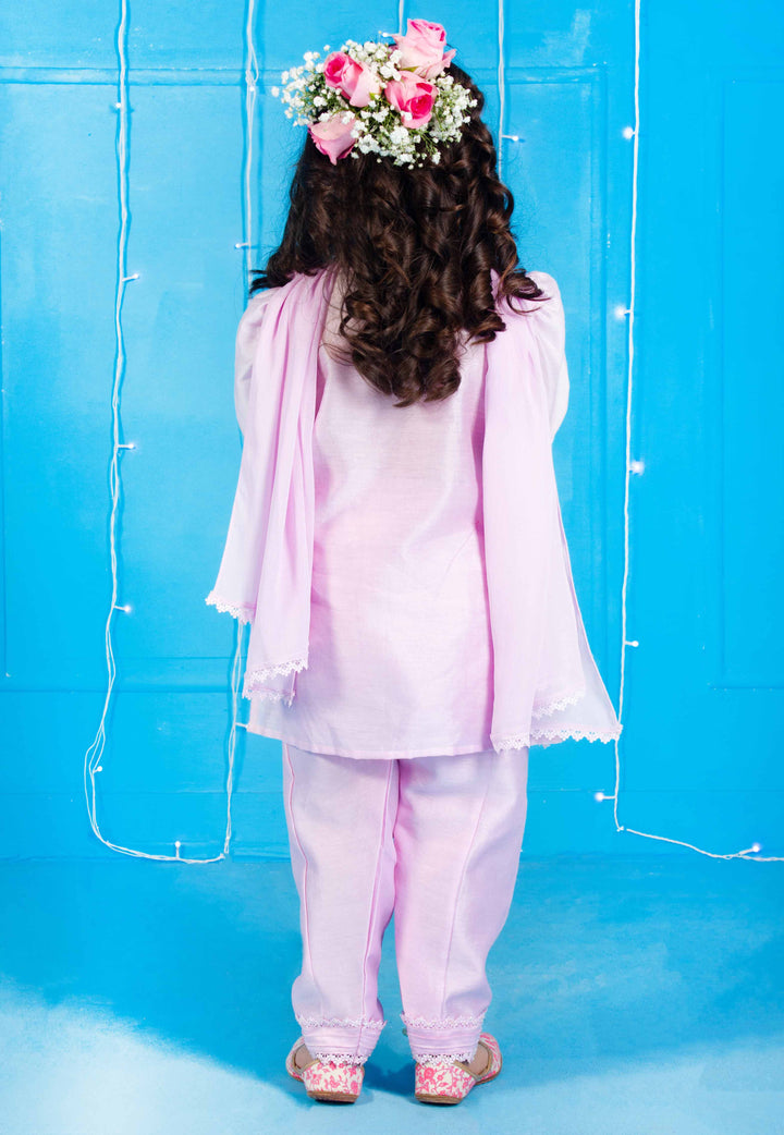 Luxury kidswear pink suit salwar for girls for haldi and mehendi in UAE