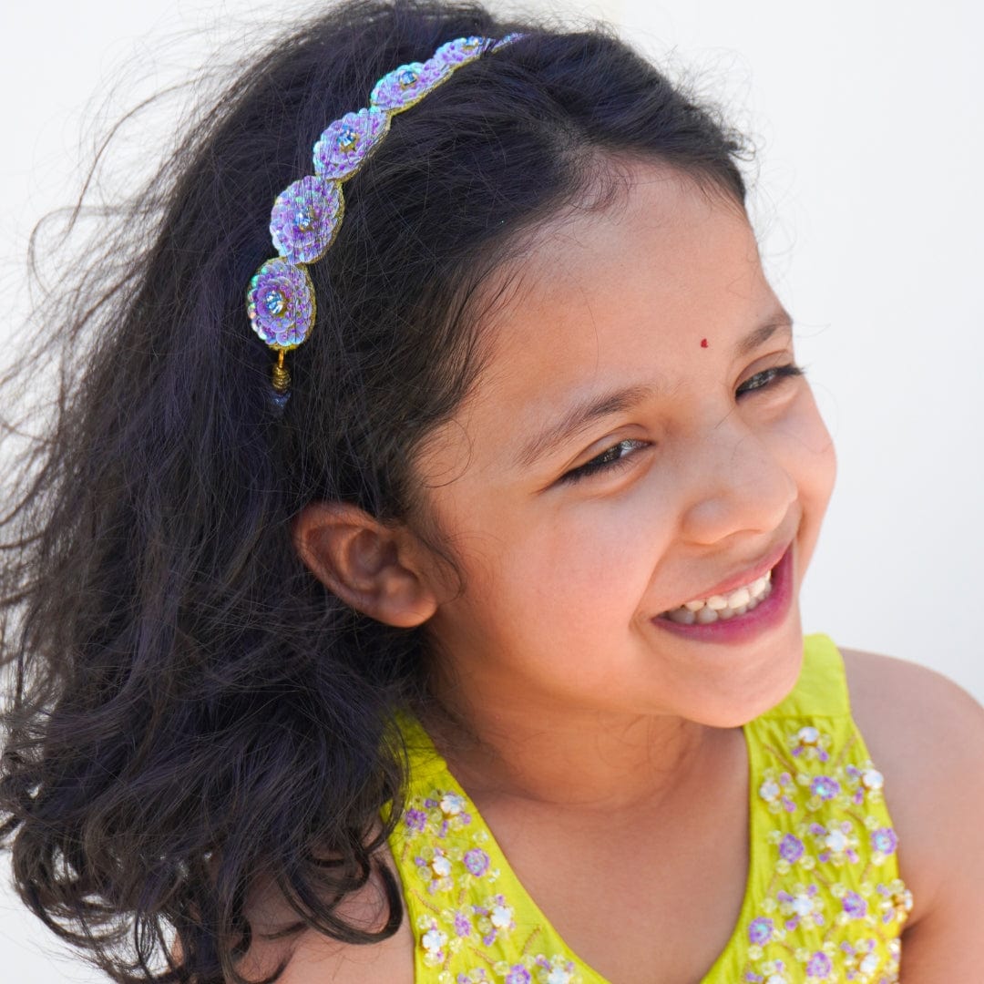 Luxury lilac head accessory for kids and teens with stone work for ethnic outfits