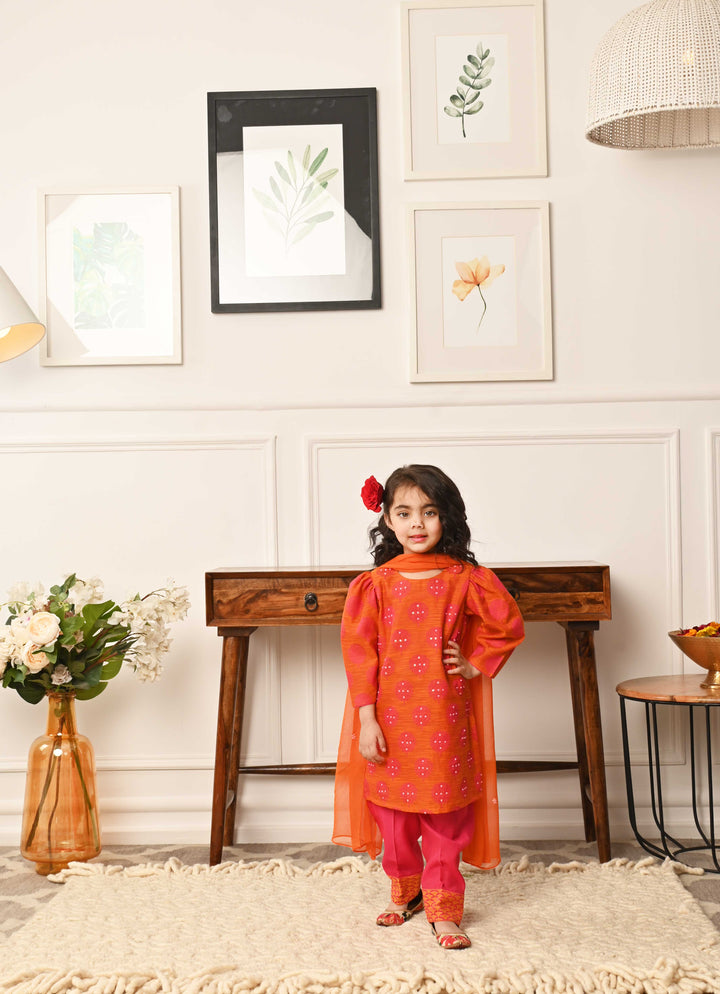 Luxury orange ethnic wear for girls for haldi and mehendi celebration in South Delhi