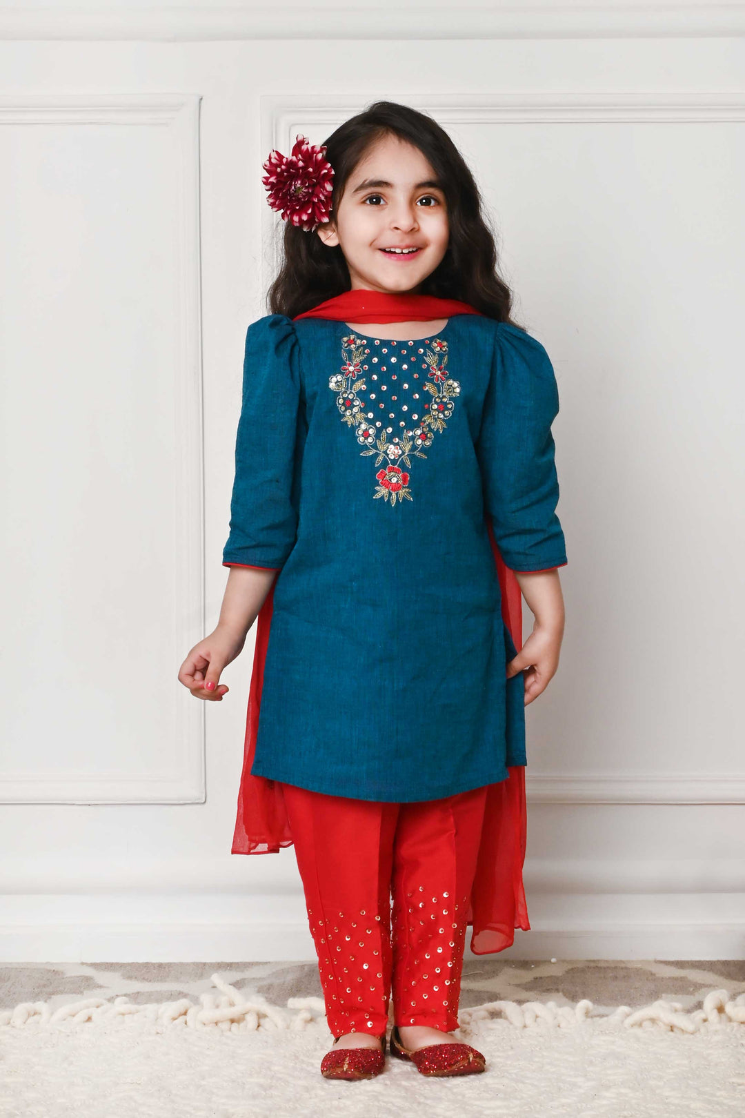 Luxury peacock blue salwar suit for girls for Gurgaon wedding functions