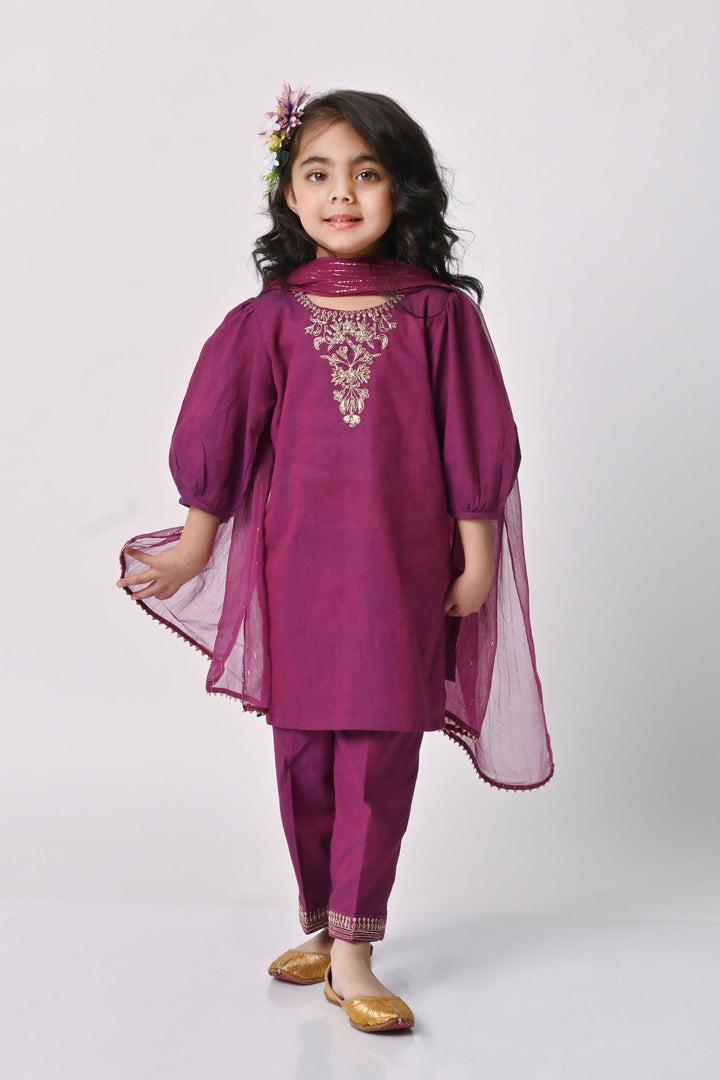 Luxury purple salwar suit for girls with zari work for Gurgaon weddings