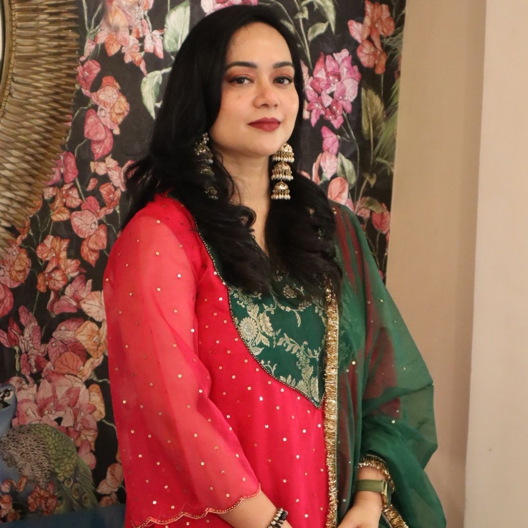 Mother daughter customized pink organza sharara for Mumbai wedding season