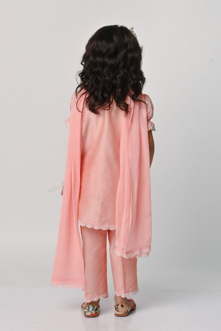 Peach kidswear salwar suit for girls for Dubai cultural events