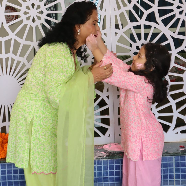 Pink floral ethnic outfit for girls for Gurgaon sangeet night