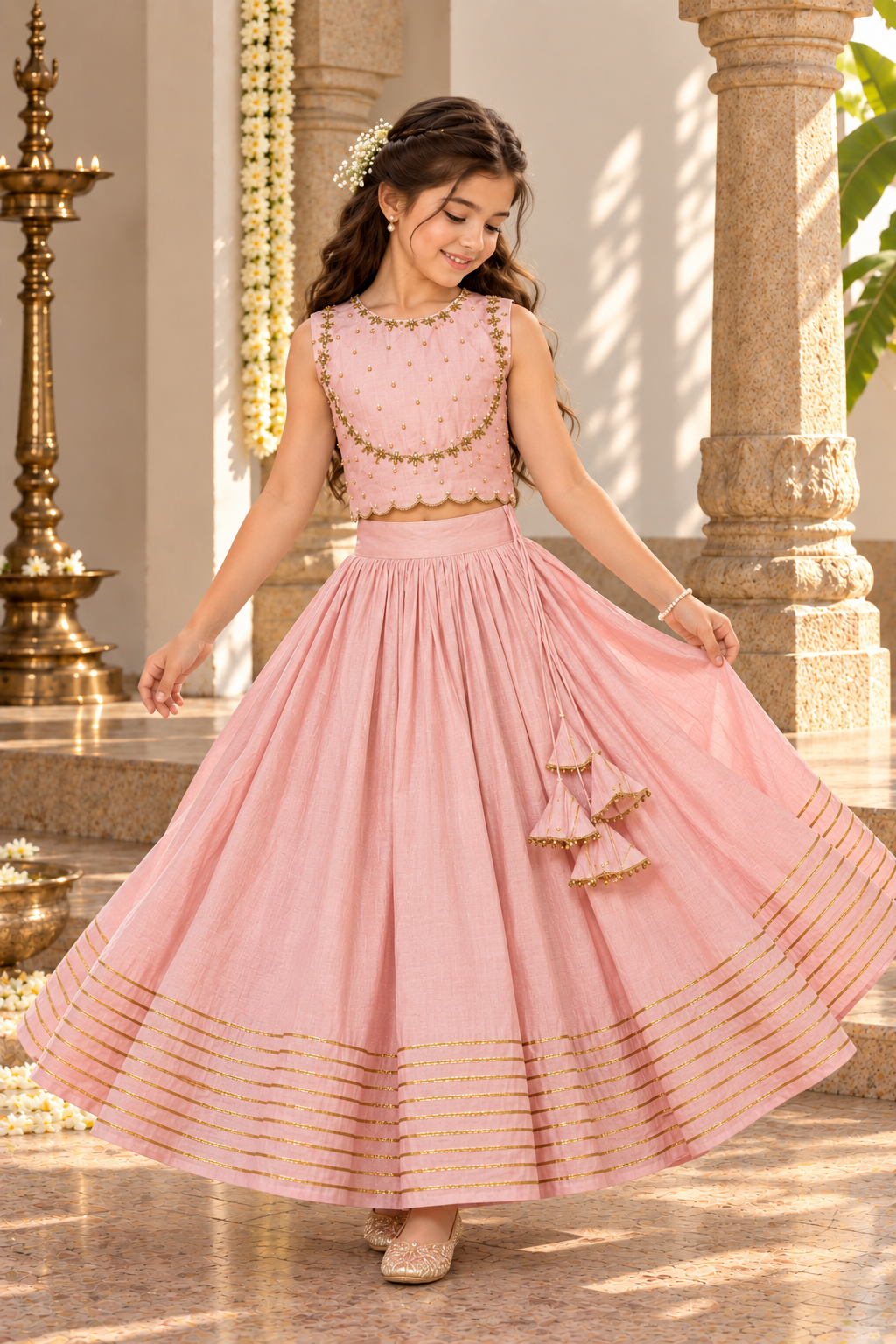 Gulabi choli lehenga for girls