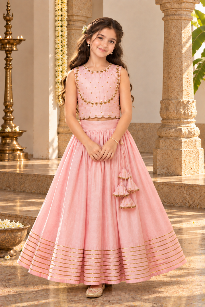 Gulabi choli lehenga for girls