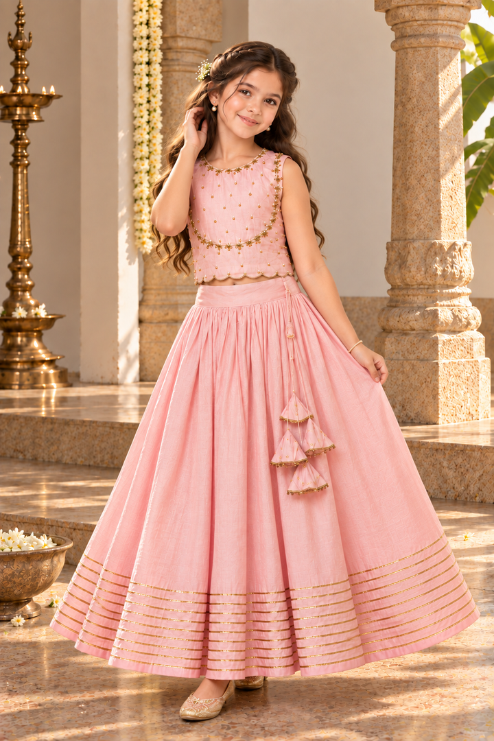 Gulabi choli lehenga for girls
