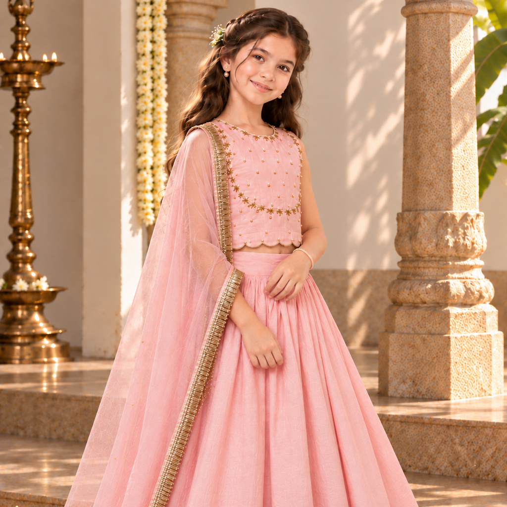Gulabi choli lehenga for girls