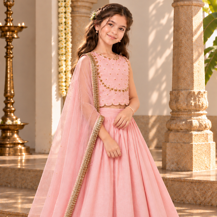 Gulabi choli lehenga for girls