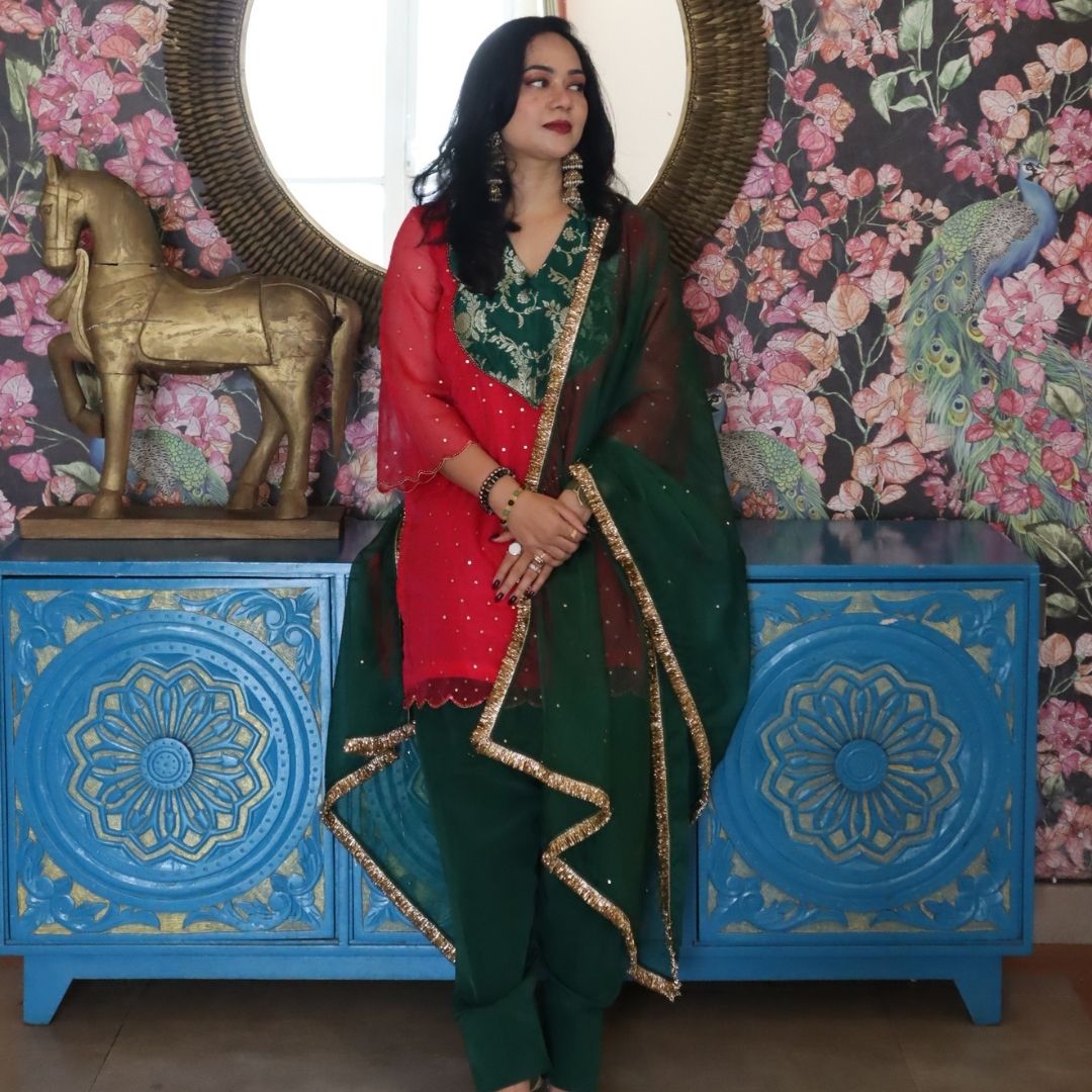 Couture pink organza sharara set for mom daughter in Hyderabad