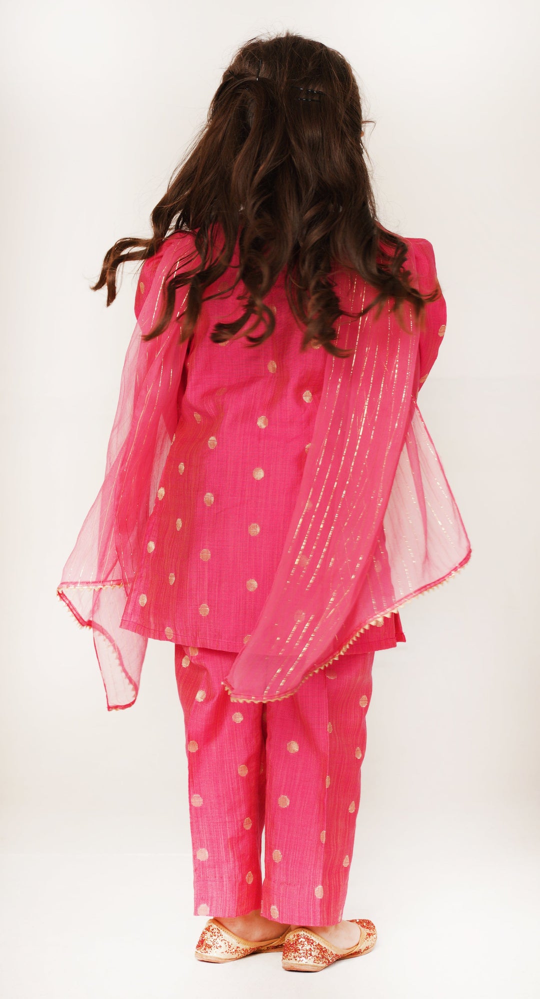 Premium fuschia pink polka salwar suit for girls for Gurgaon parties