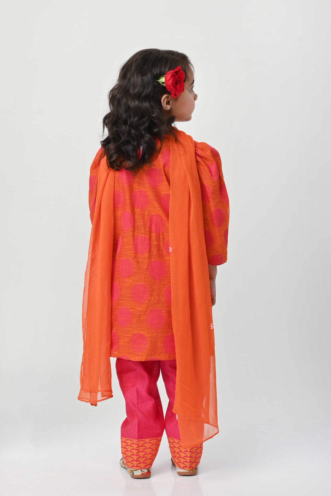 Premium hand-embroidered orange ethnic suit for girls for Indian wedding in Dubai