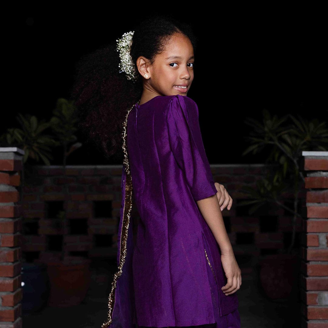 Luxury handcrafted purple salwar dress for girls wedding celebrations Dubai Singapore