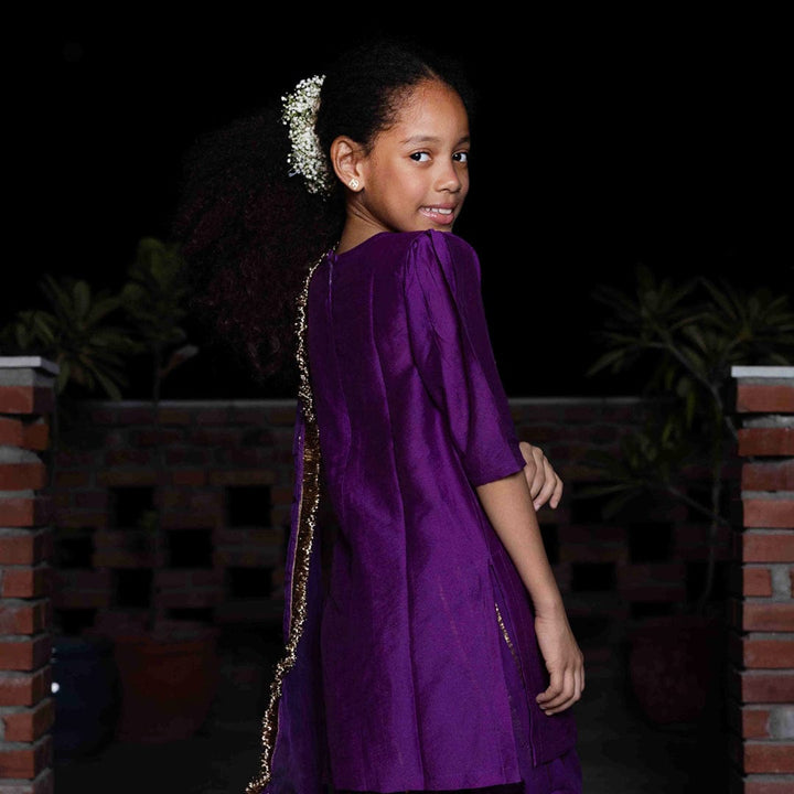 Luxury handcrafted purple salwar dress for girls wedding celebrations Dubai Singapore