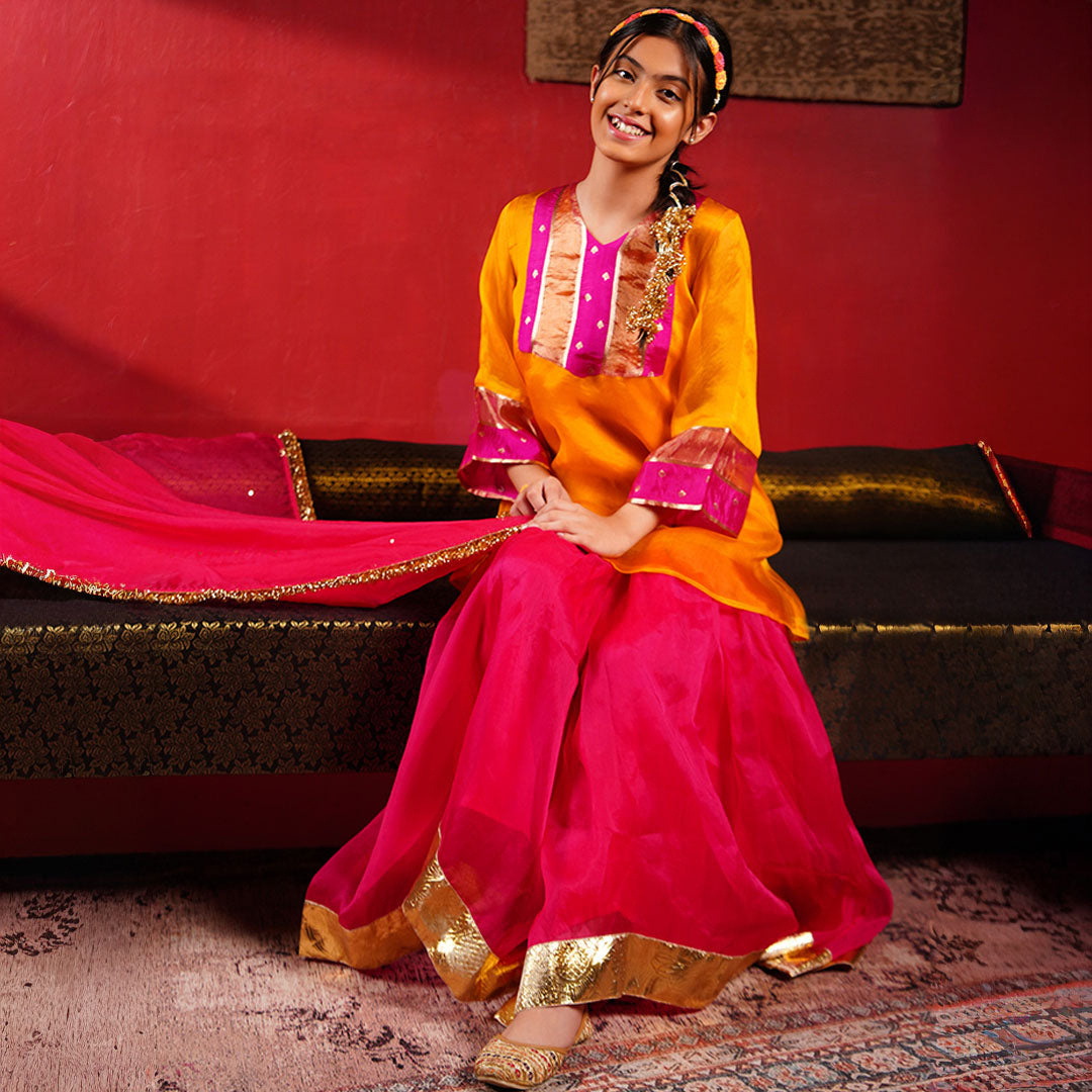 Handcrafted sharara kids ethnic wear