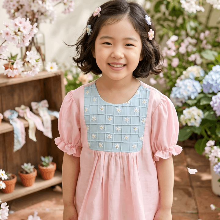Elegant pink embroidered top for girls comfortable daily wear