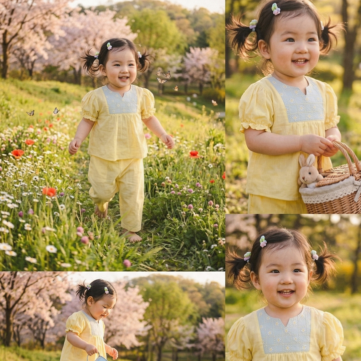 Girls yellow embroidered co ord set lightweight travel wear