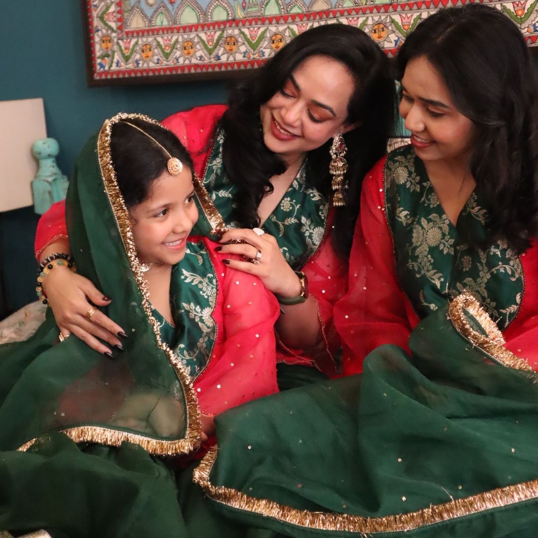 Ahmedabad luxury brunch mother daughter matching sharara
