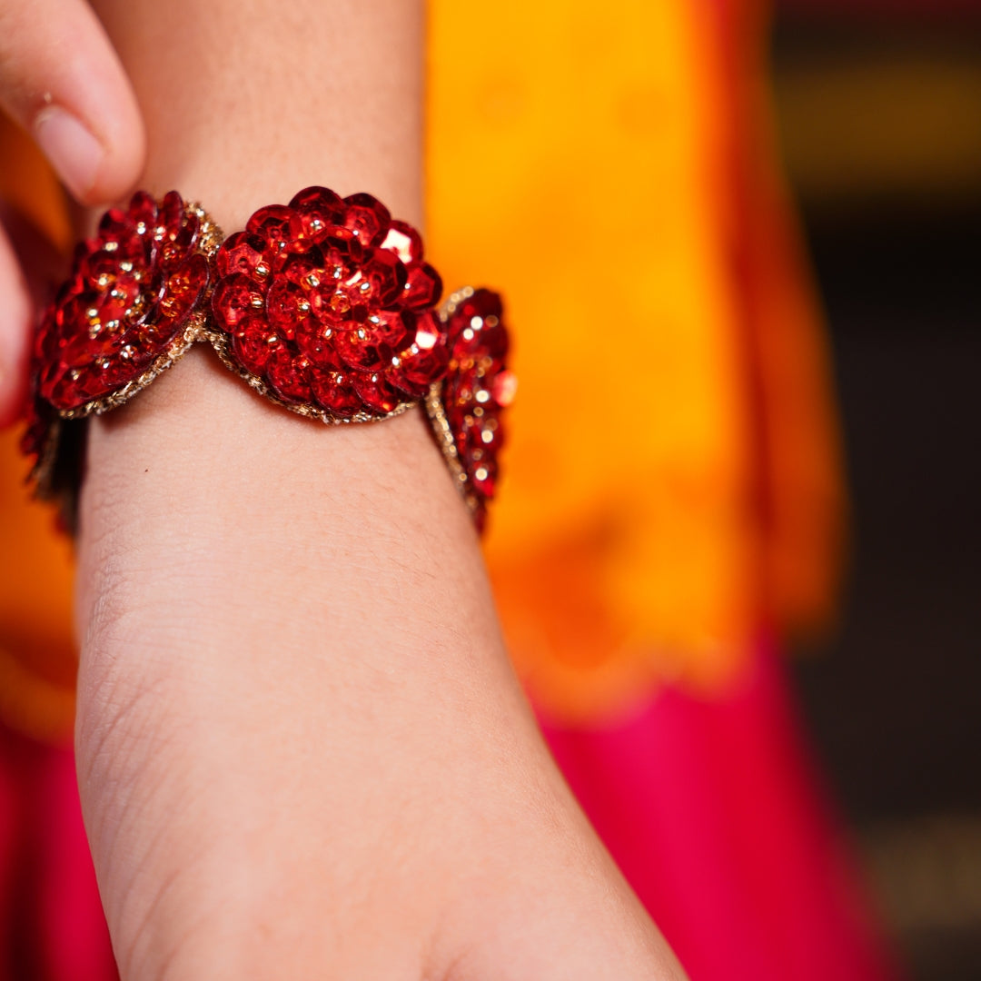 Handmade embellished bracelet for girls’ Navratri look