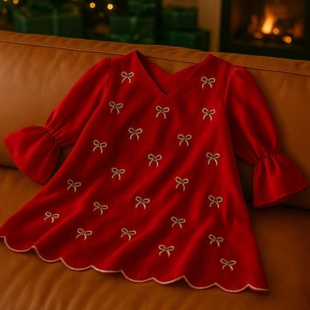 UAE Christmas tunic for girls in vibrant red