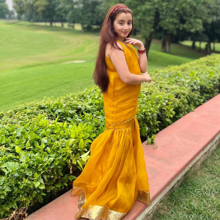 Mustard Yellow sharara set for girls