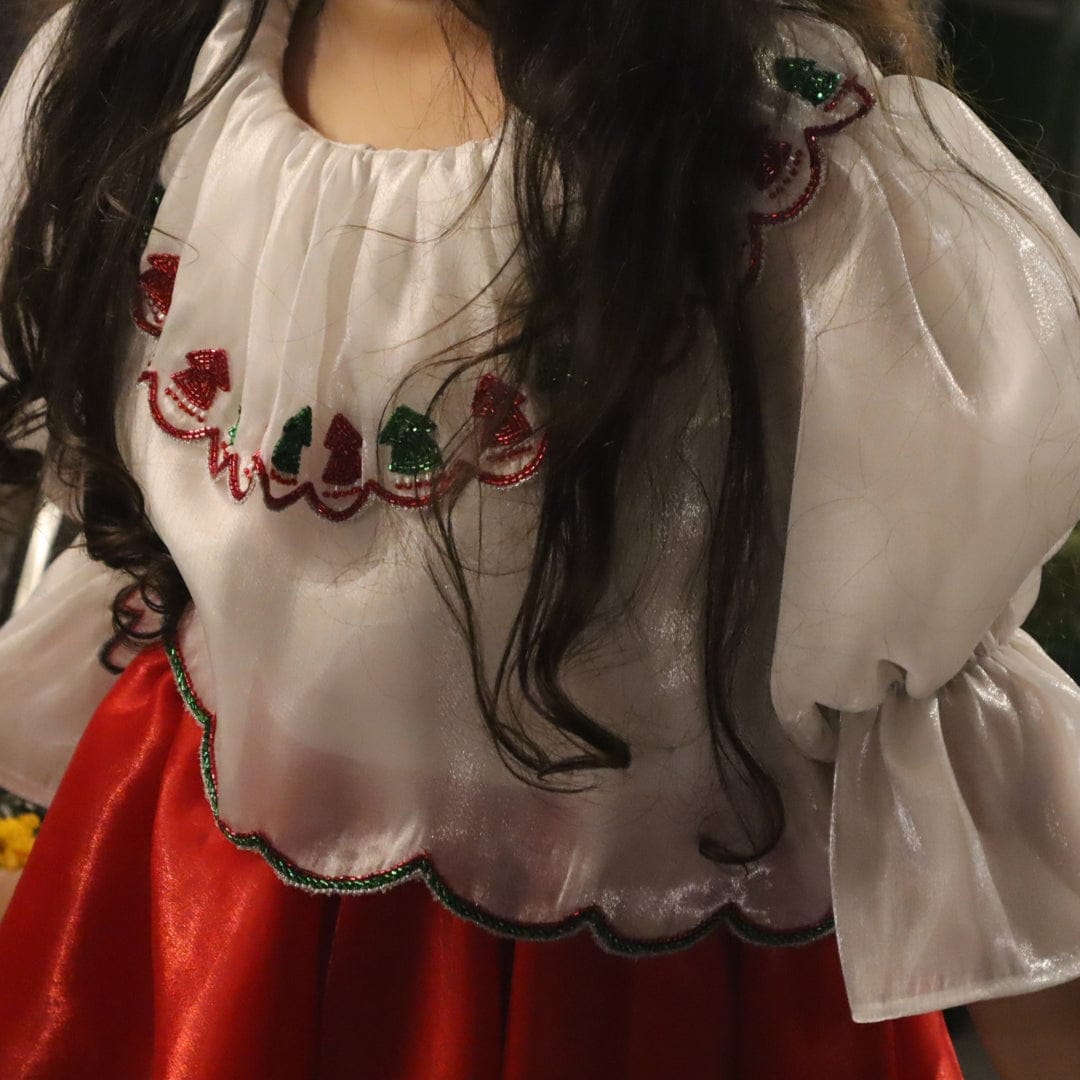 White luxury festive top for girls for Christmas in Qatar