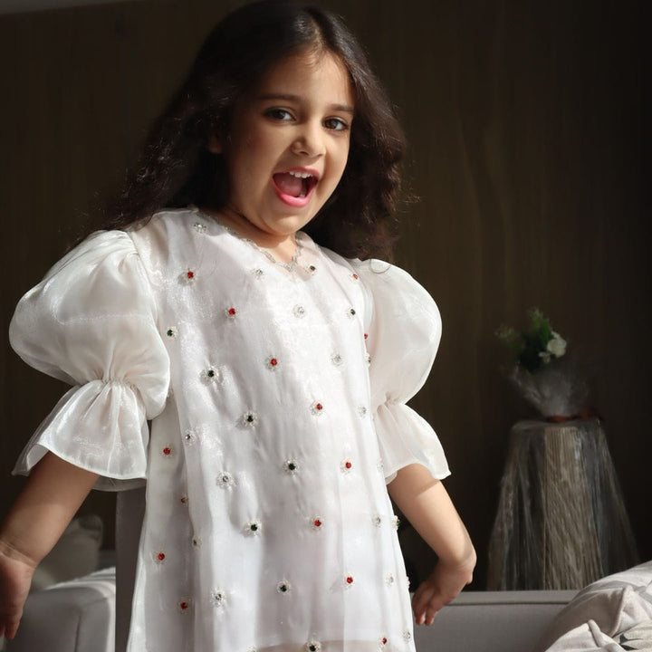 White tunic for girls Christmas outfit Delhi
