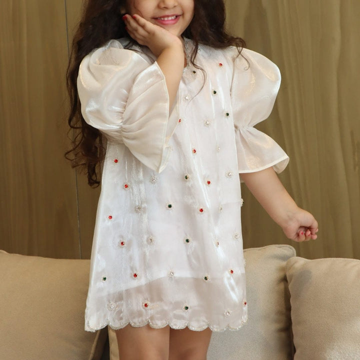 White tunic for girls Christmas party Qatar
