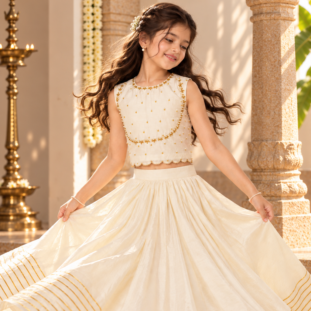 The Ivory Heirloom Lehenga for girls