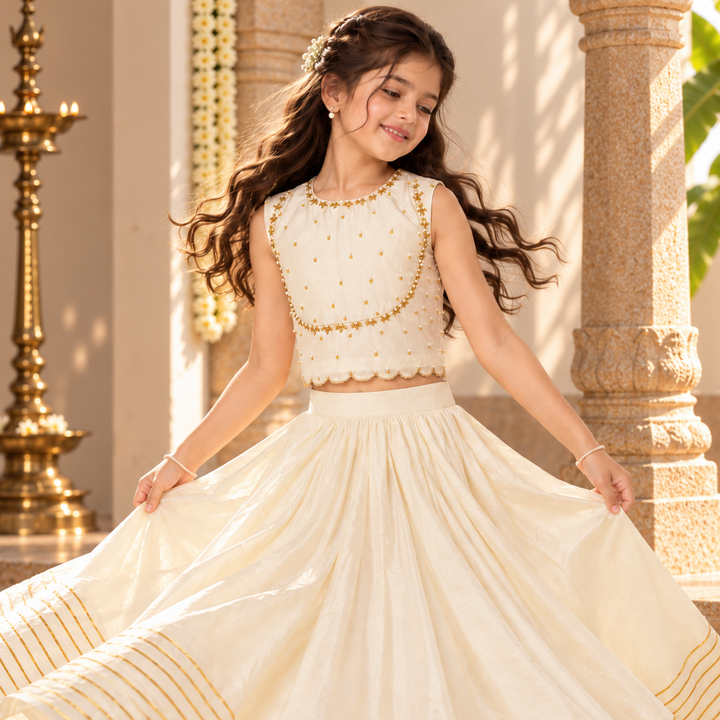 The Ivory Heirloom Lehenga for girls