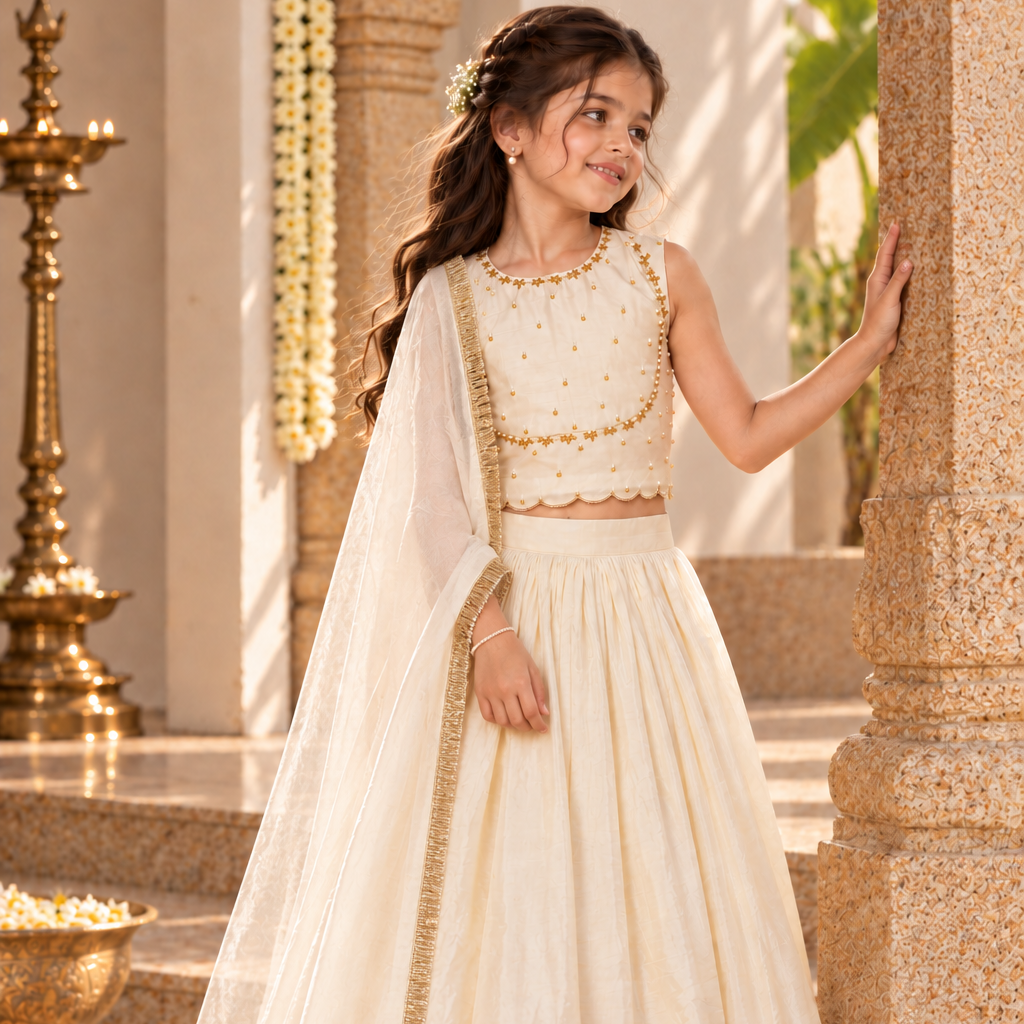 The Ivory Heirloom Lehenga for girls