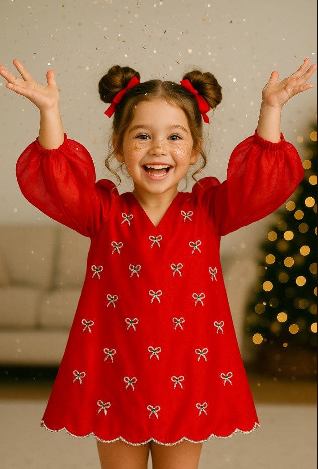 Red tunic holiday outfit for girls Hyderabad