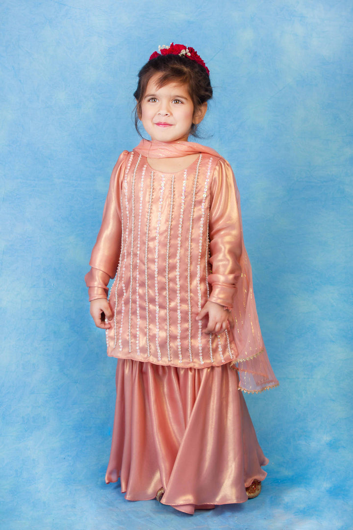Charming red sharara suit for girls – premium handcrafted traditional wear for Mumbai weddings.