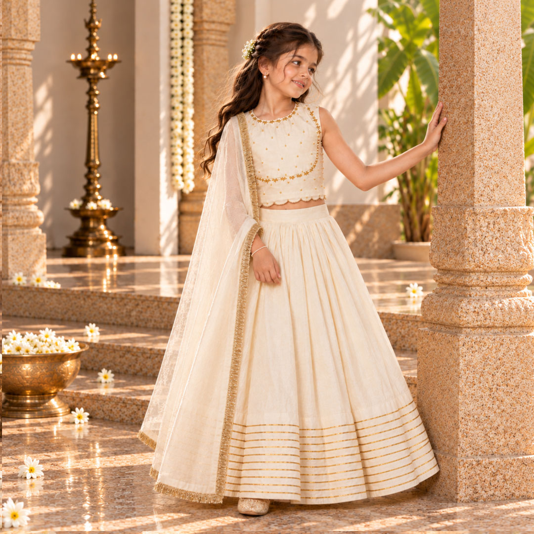 The Ivory Heirloom Lehenga for girls