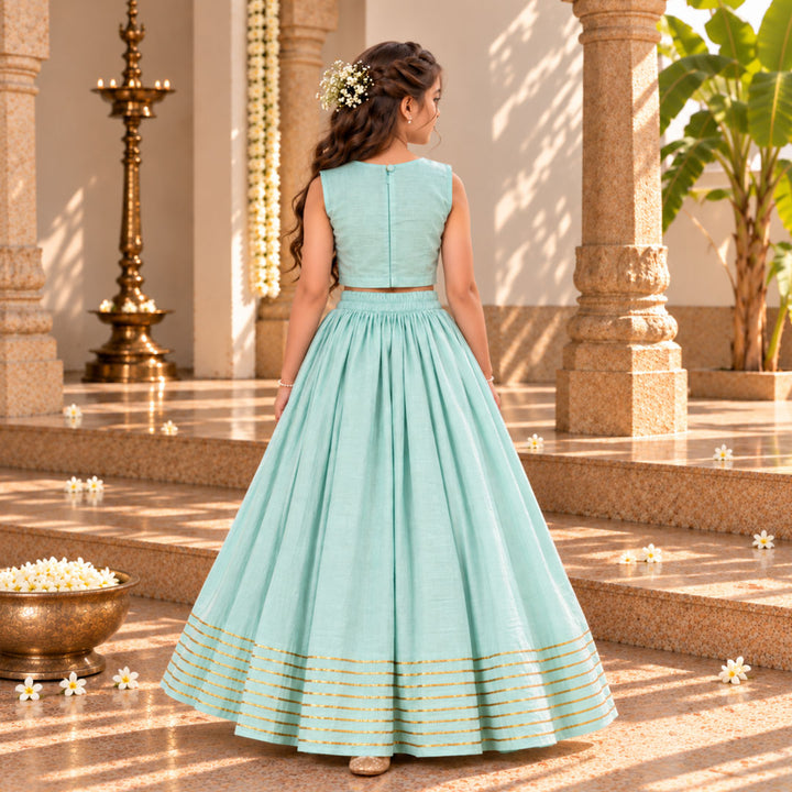 Powder Blue Girls Lehenga | Dabka Work