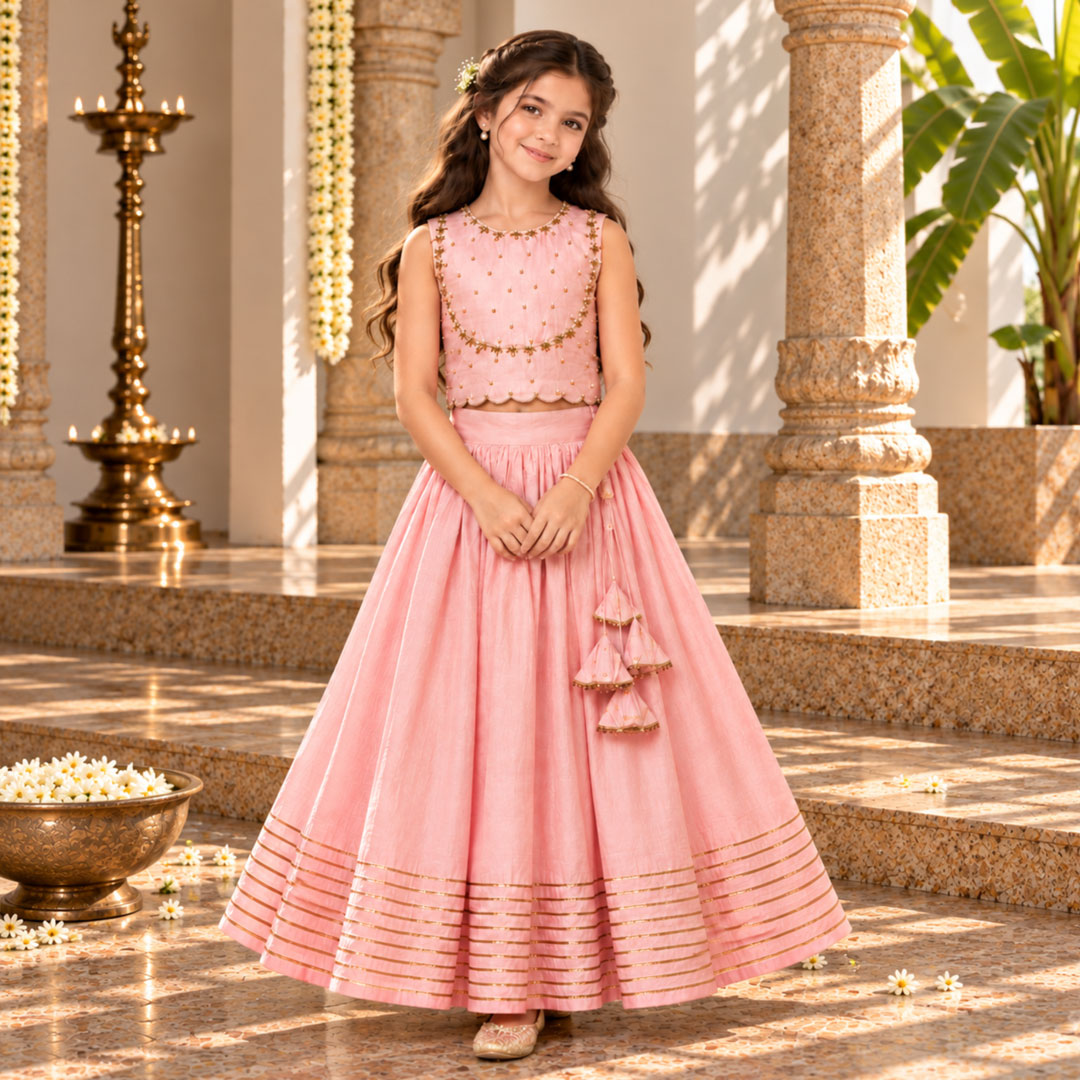 Gulabi choli lehenga for girls