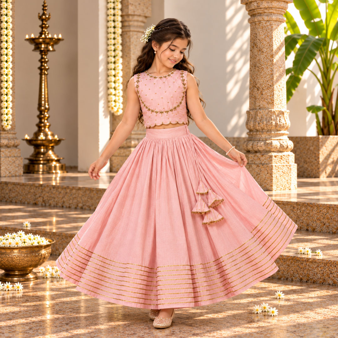 Gulabi choli lehenga for girls