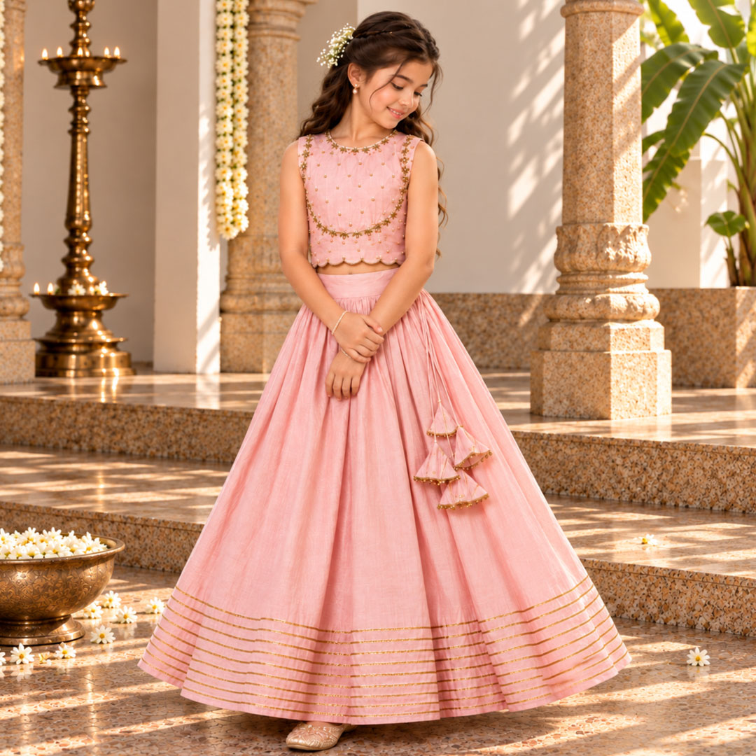Gulabi choli lehenga for girls